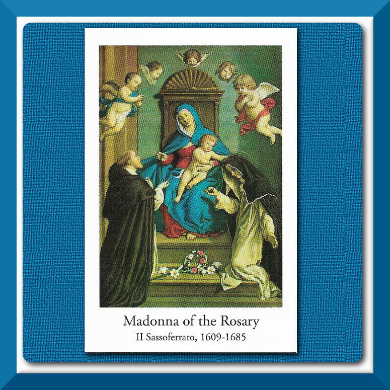 Madonna of the Holy Rosary II Sassoferratto HOW TO PRAY THE ROSARY CARD 