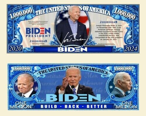✅ Pack of 50 President Joe Biden 1 Million Dollar Bills Collectible Novelty ✅