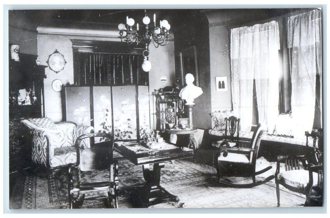 c1950\'s William J. Bryan Fairview Interior Parlor Lincoln NE RPPC Photo Postcard