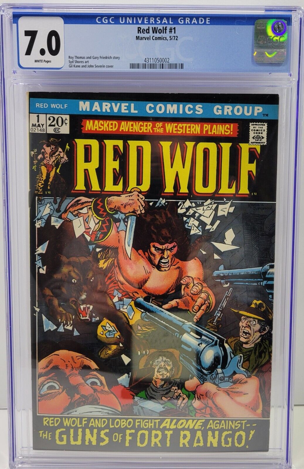 RED WOLF #1 CGC 7.0 VERY FINE WHITE PAGES 1972 MARVEL COMICS WESTERN GIL KANE cv