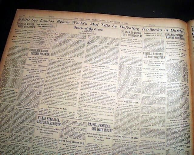 The Golden Greek Jim Londos Early Professional Wrestling Title 1934 Newspaper