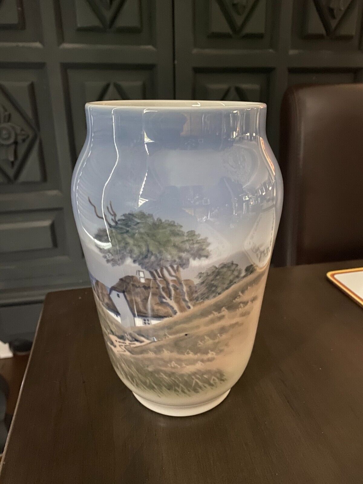 Royal Copenhagen Porcelain Vase with Landscape-Mint Condition
