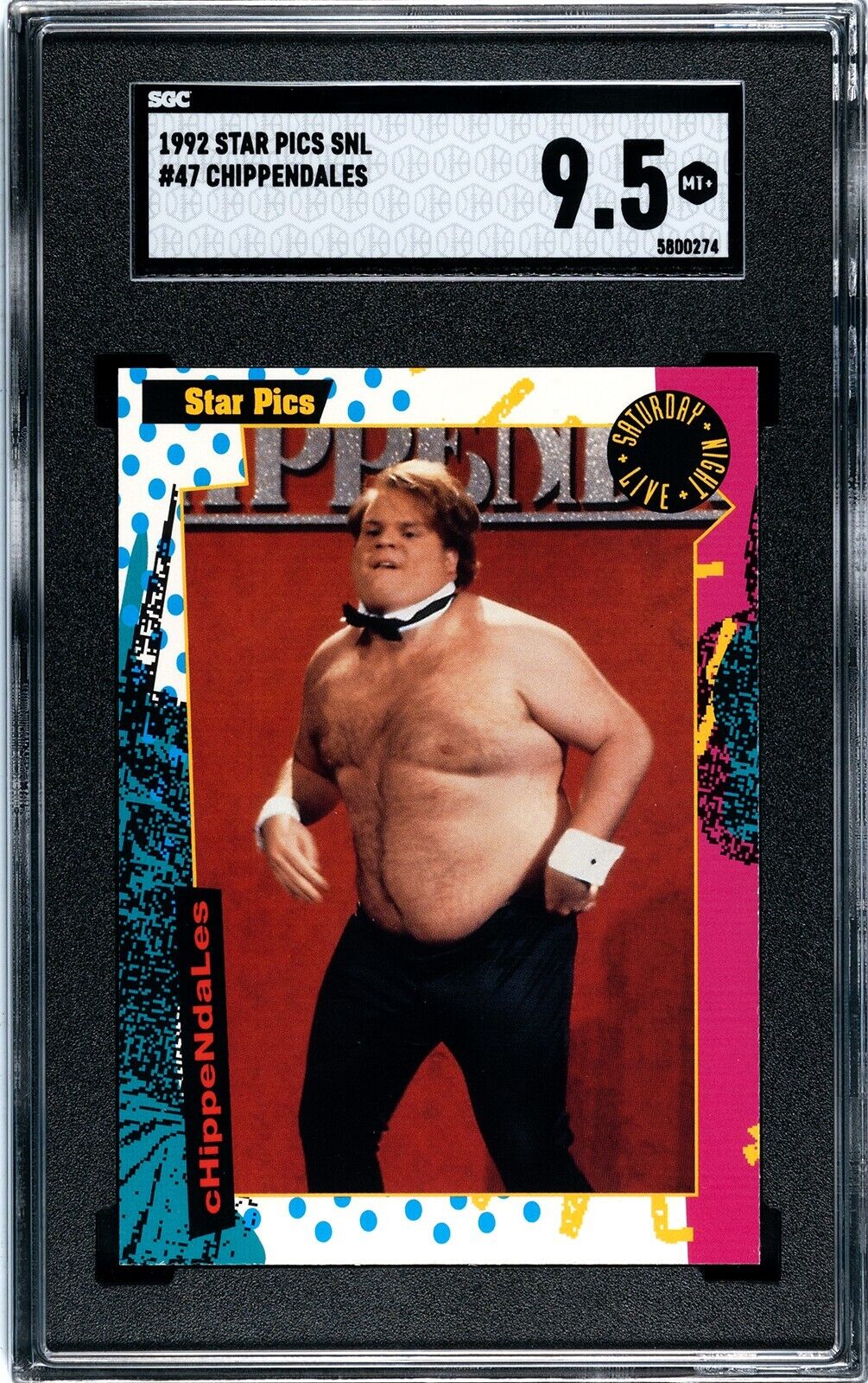 1992 STAR PICS SATURDAY NIGHT LIVE CHRIS FARLEY CHIPPENDALES #47 SGC 9.5, ONLY 1