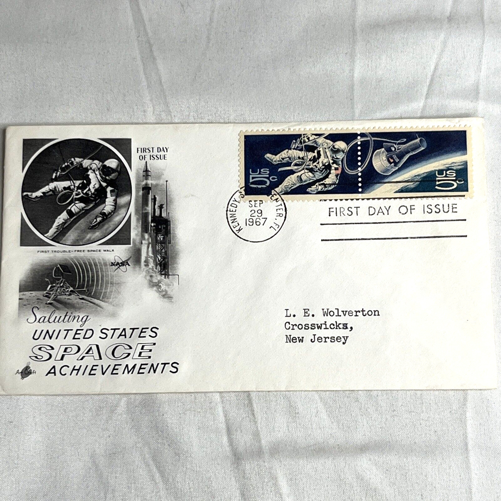 USPS First Day Of Issue Space Achievements NASA 1967 Kennedy Space Center FL
