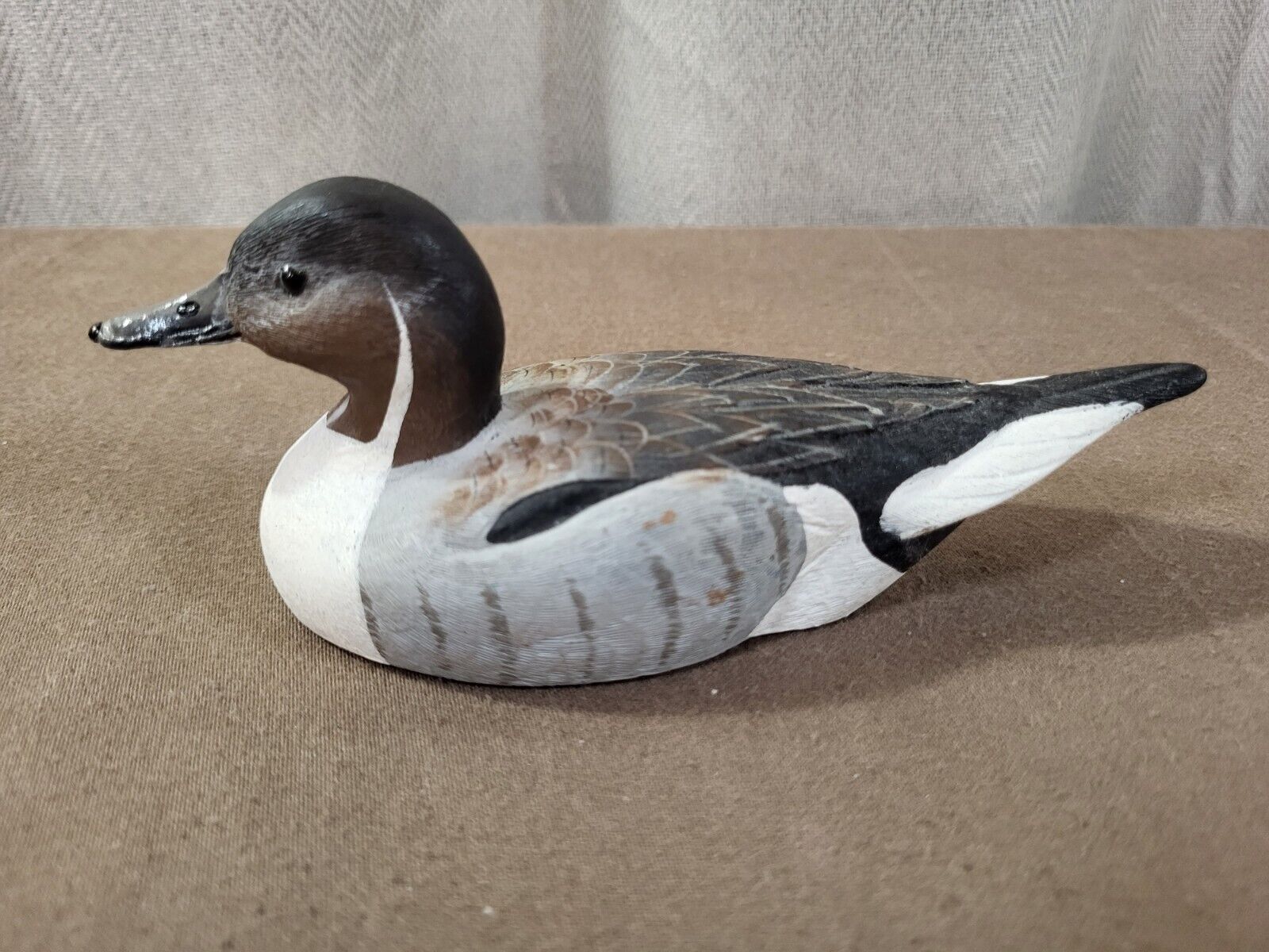 Vintage Hand Painted Miniature Resin Pintail Drake Decoy Signed R Thomas 9-7-92