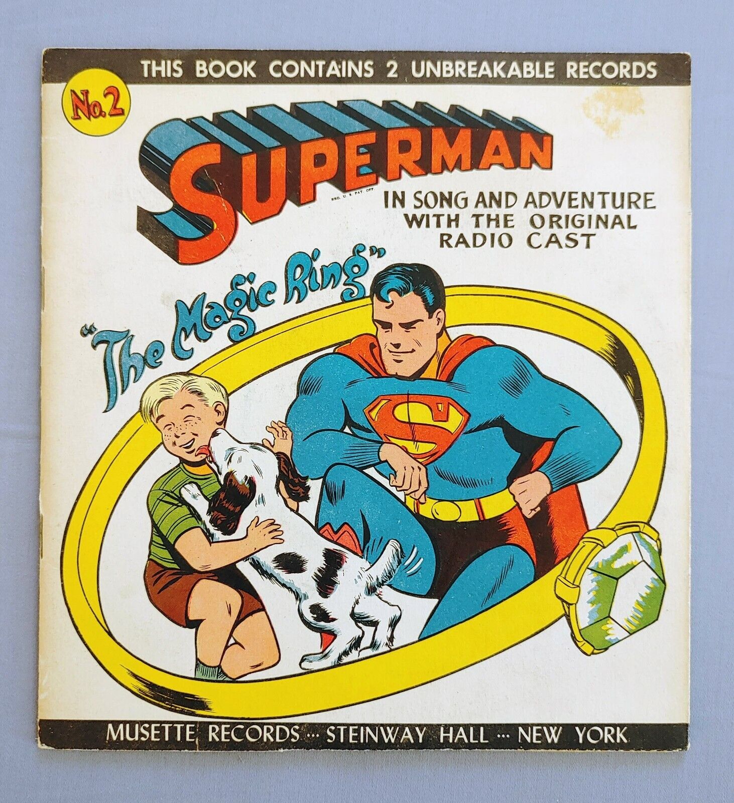 SUPERMAN, THE MAGIC RING, BOOK AND RECORD #2 , MUSETTE RECORDS, 1947, STEINWAY