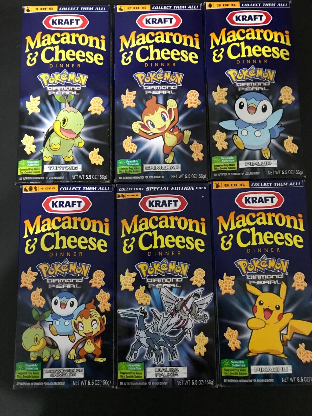 Pokemon Kraft Macaroni & Cheese~RARE Diamond&Pearl Set in 6 Near Pristine Boxes