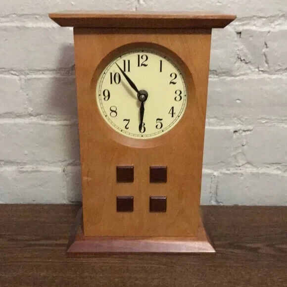 As Is - Vintage Wooden Mantel Clock Hand Crafted Edensburg PA Honey Oak Wood