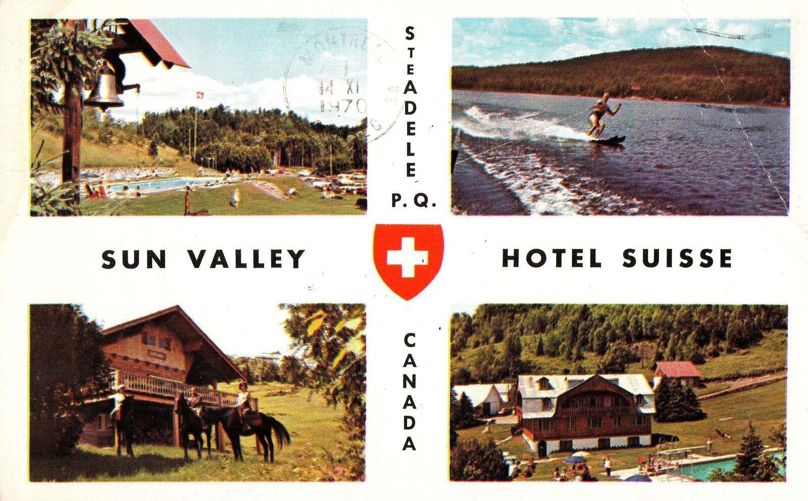 VINTAGE POSTCARD SUN VALLEY SWISS HOTEL ST. ADELE QUEBEC CANADA 1970 - URHS FOLD