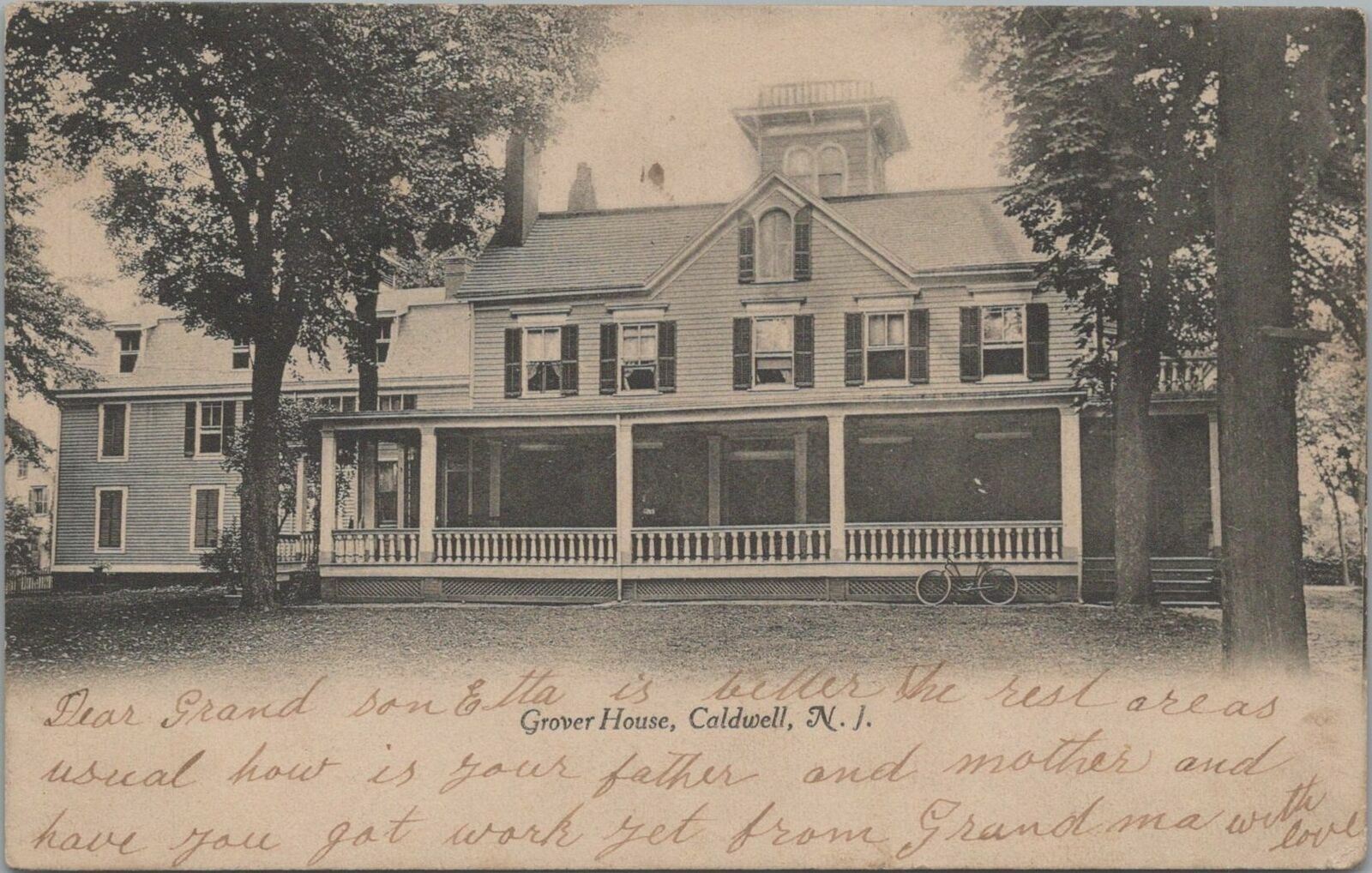 Postcard Grover House Coldwell NJ 1906