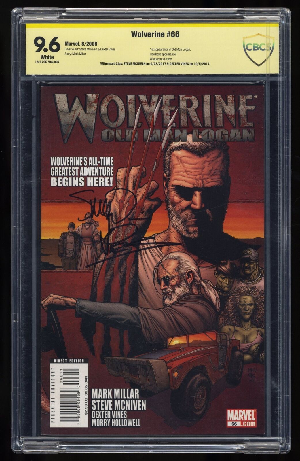 Wolverine #66 CBCS NM+ 9.6 Signed McNiven Vines 1st Appearance Old Man Logan