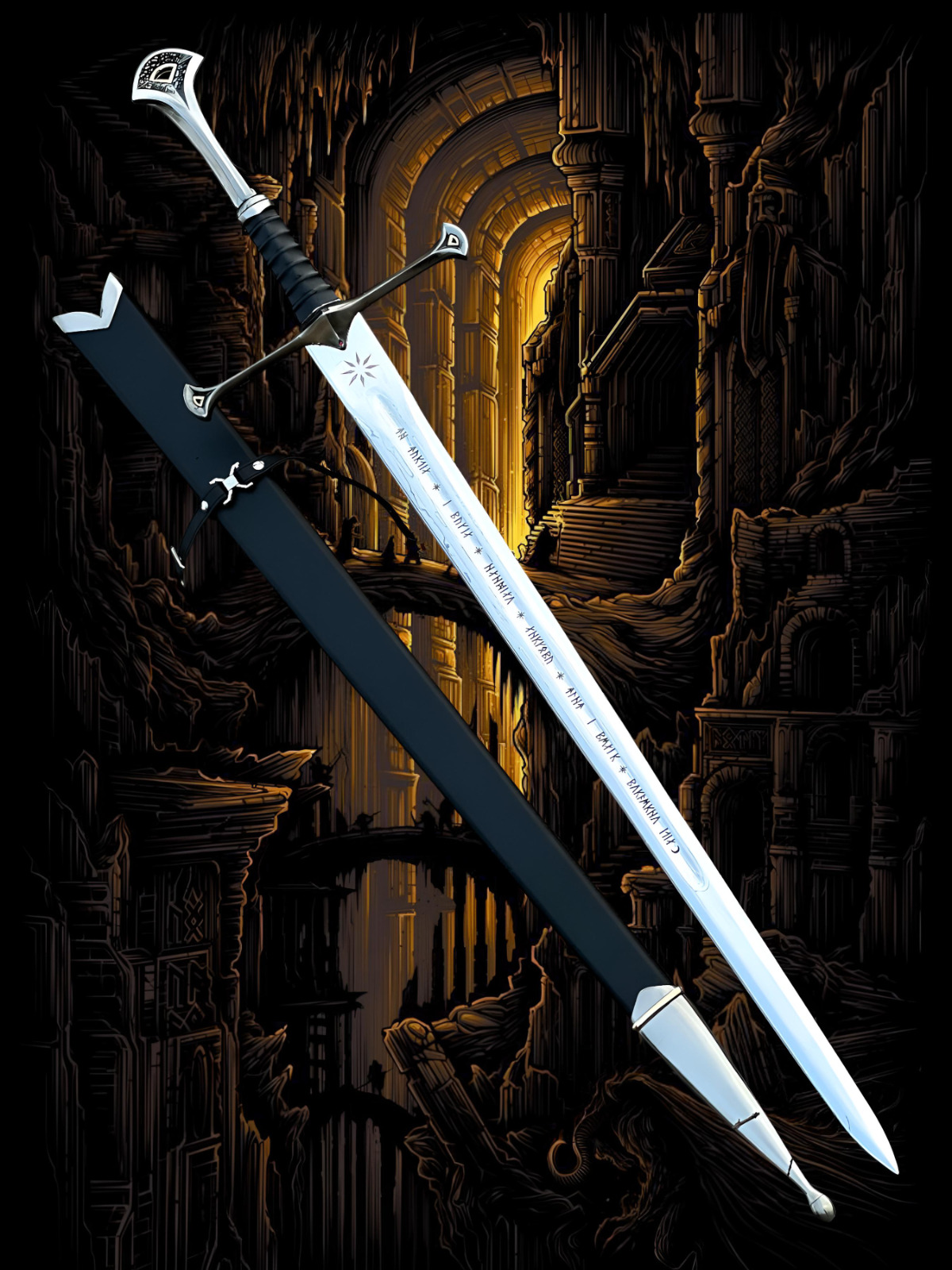 Fully Handmade Replica Anduril Sword of Narsil the King Aragorn Lord Of Rings