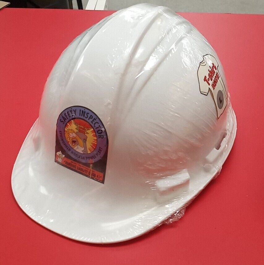 2003 The Simpsons Homer Simpson Safety Inspector Hardhat W/ LG T-shirt.. RARE