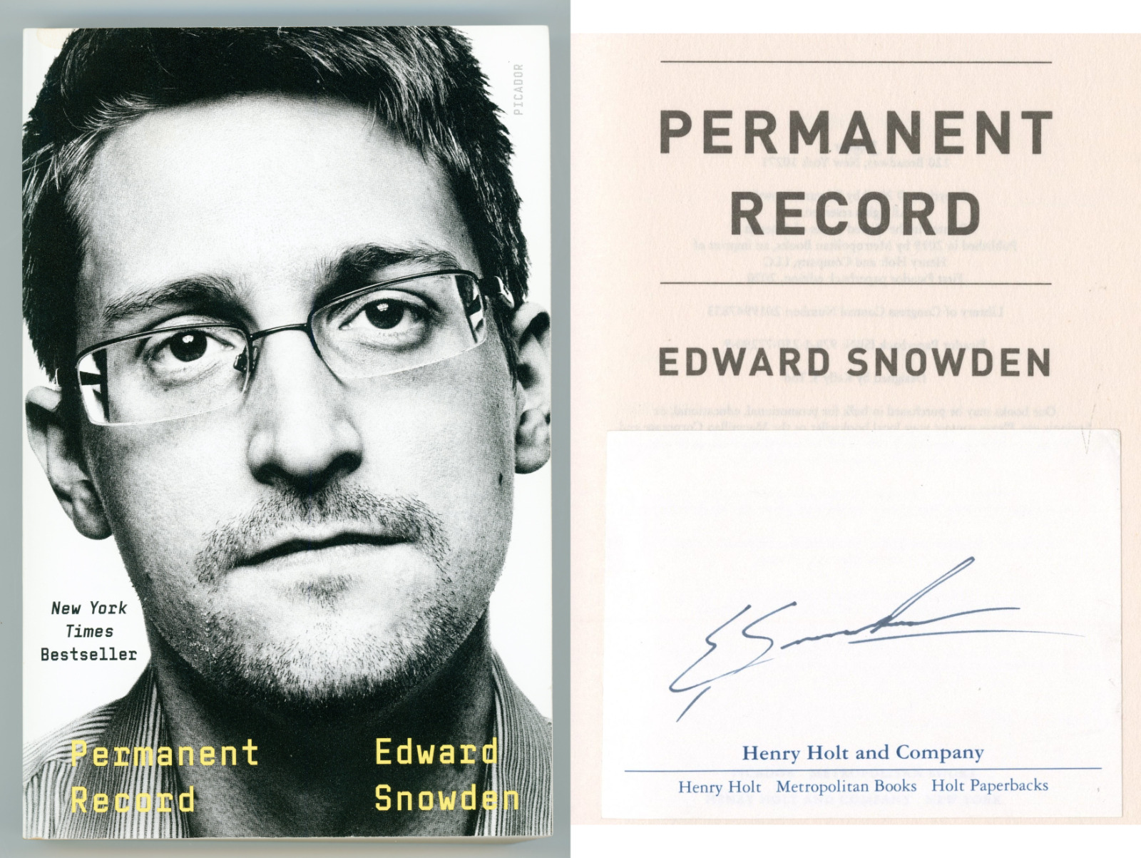 Edward Snowden ~ Authentic Signed Autographed Permanent Record Book ~ PSA DNA