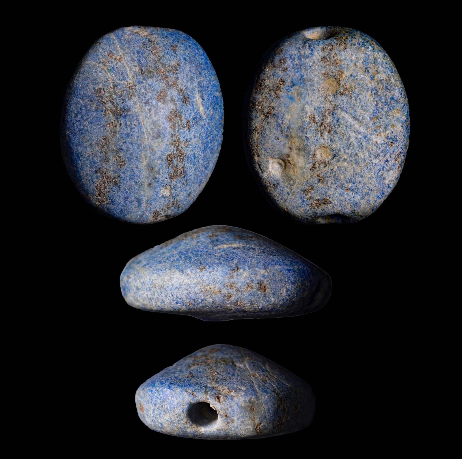 CERTIFIED AUTHENTIC Ancient Egypt Blue Scarboid Bead Stone DEEP Color wCOA