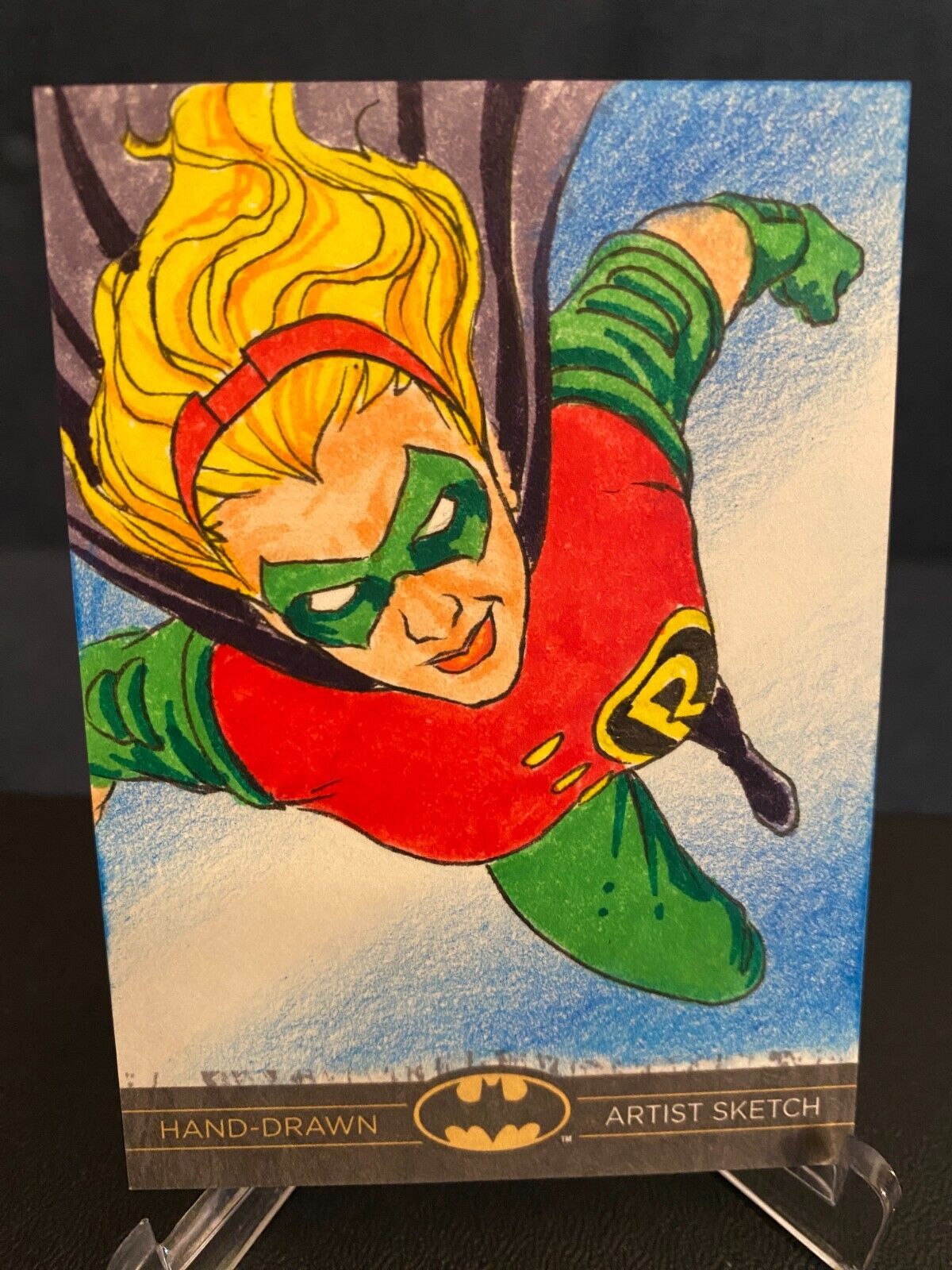 2012 Cryptozoic DC Batman: The Legend Sketch Card Robin 1/1 Artist Auto