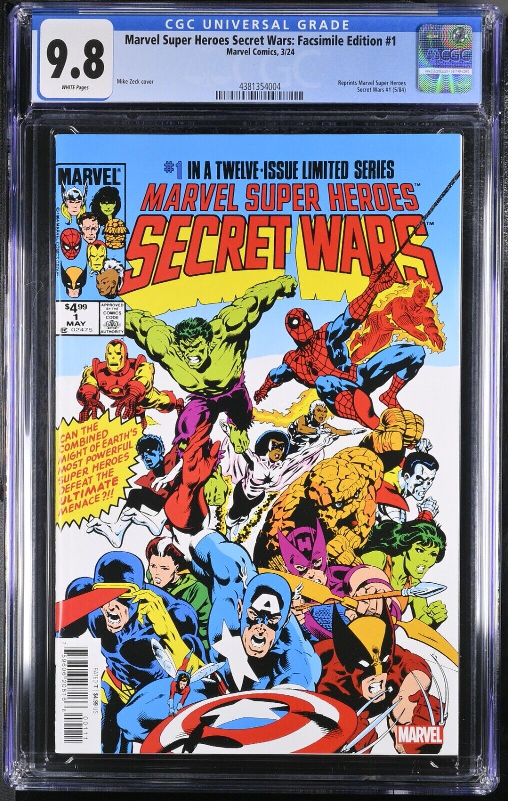 Secret Wars #1 Facsimile Edition CGC 9.8 Facsimile of 1984 Original Marvel 2024