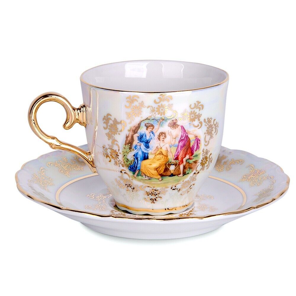 Madonna European Porcelain Tea Coffee Cup Saucer Czech Teacup 7oz Bohemian Cup