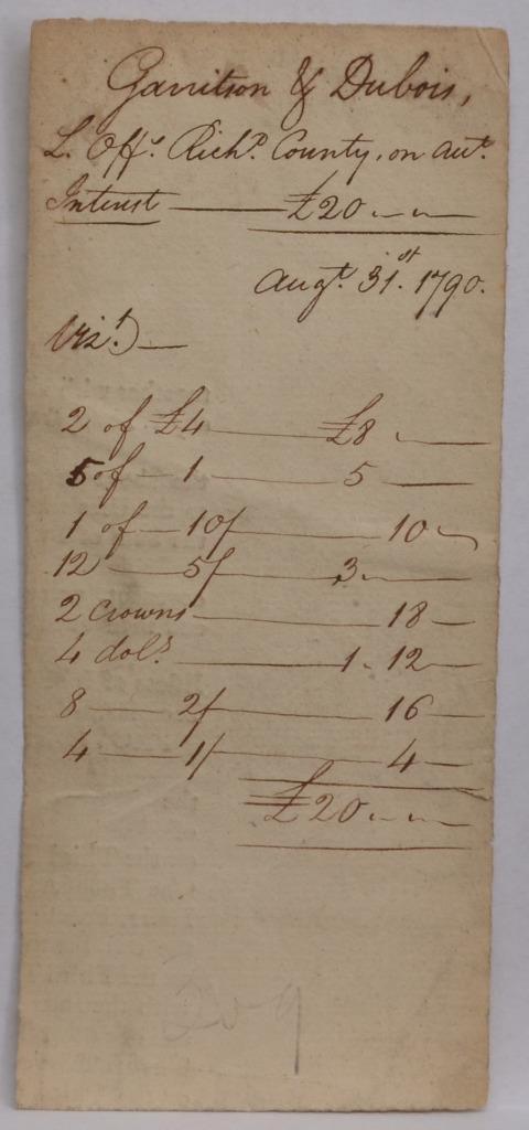 1790 Staten Island New York Land Office Document Garritson Garretson Dubois