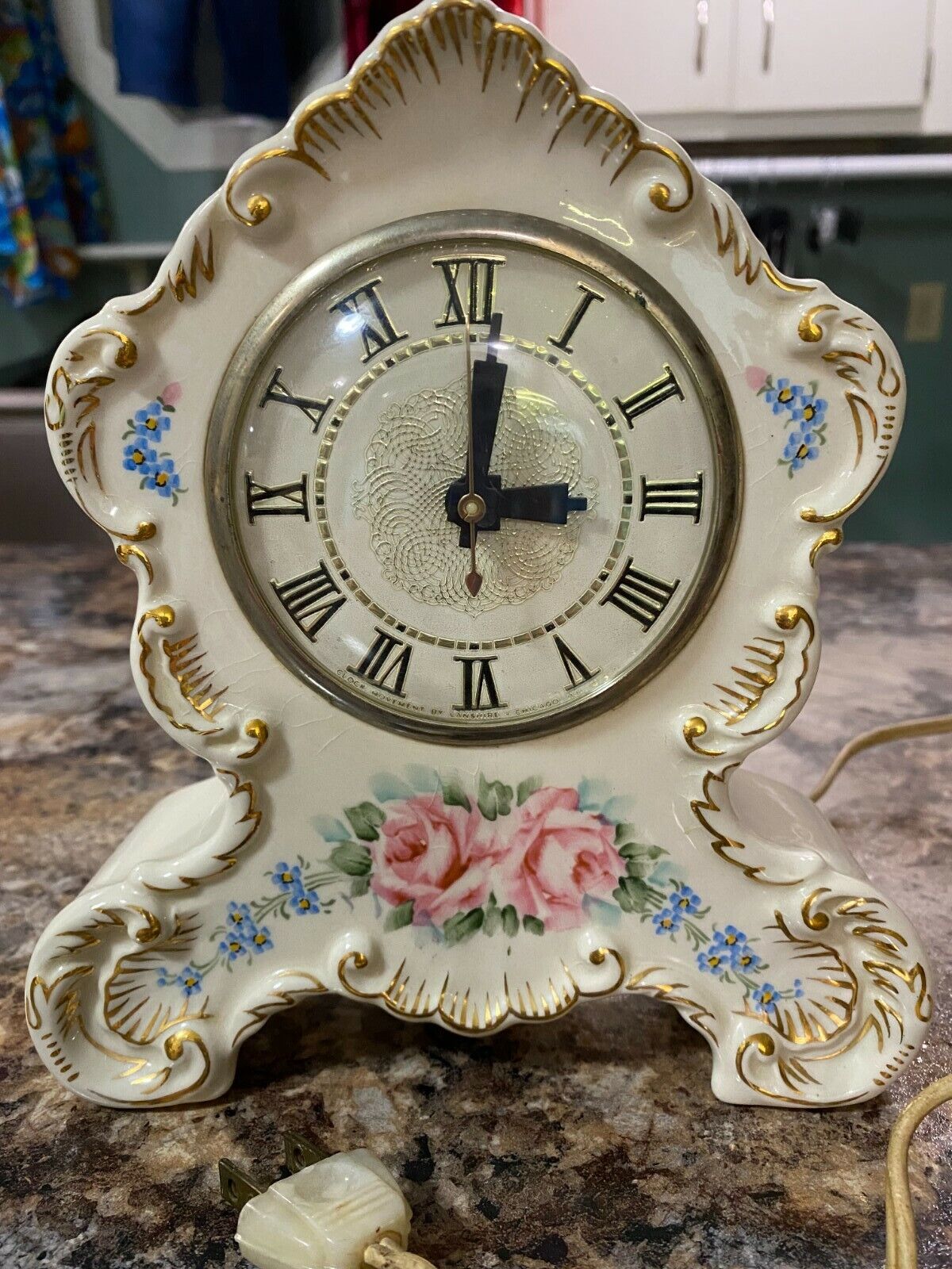 Lanshire Porcelain Electric Clock-Beautiful Case-Not Working-Corded