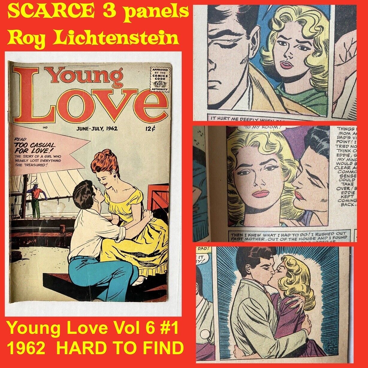 Young Love Vol 6 #1 1962 SCARCE 3 panels Roy Lichtenstein HTF In Any Grade RARE