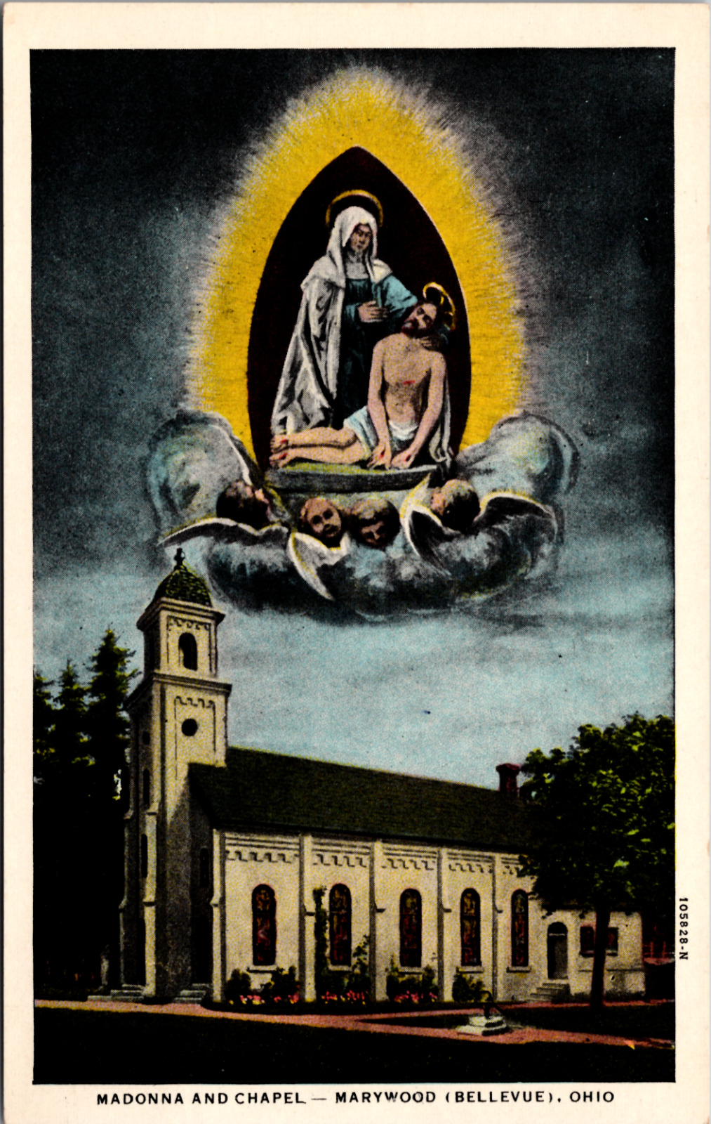 Madonna And Chapel - Marywood (Bellevue), Ohio, Vintage Postcard