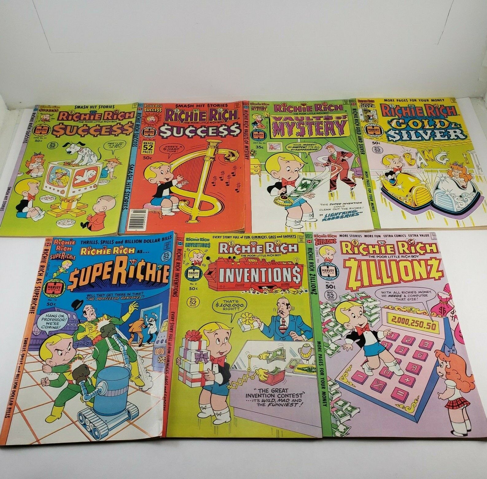 7 Richie Rich Various Versions Comic Books of the Archie Series Mostly 1978 VG+