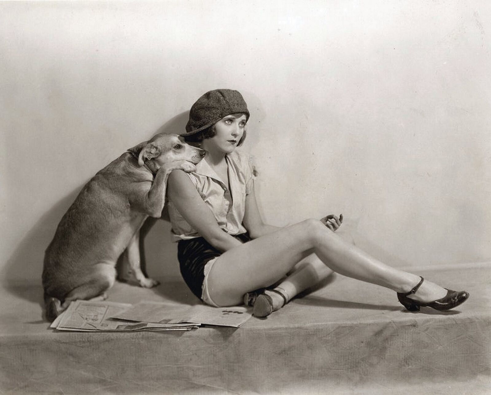 Film Favorite MARY NOLAN with Dog Looking On Leggy Photo   (227-B) 