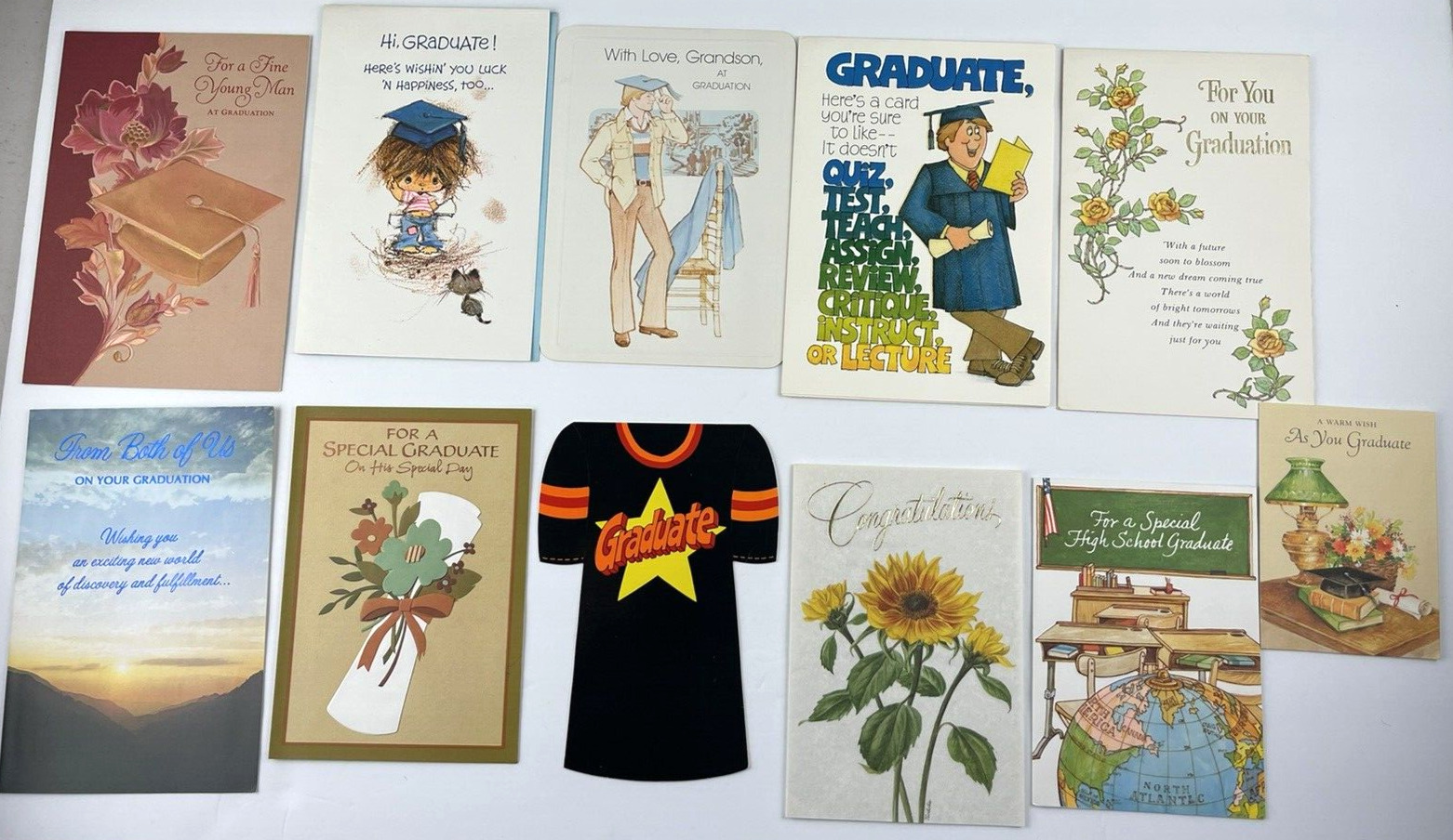 12 Vintage 1980s Greeting Cards Graduation Diploma Cap Gown World Young Man