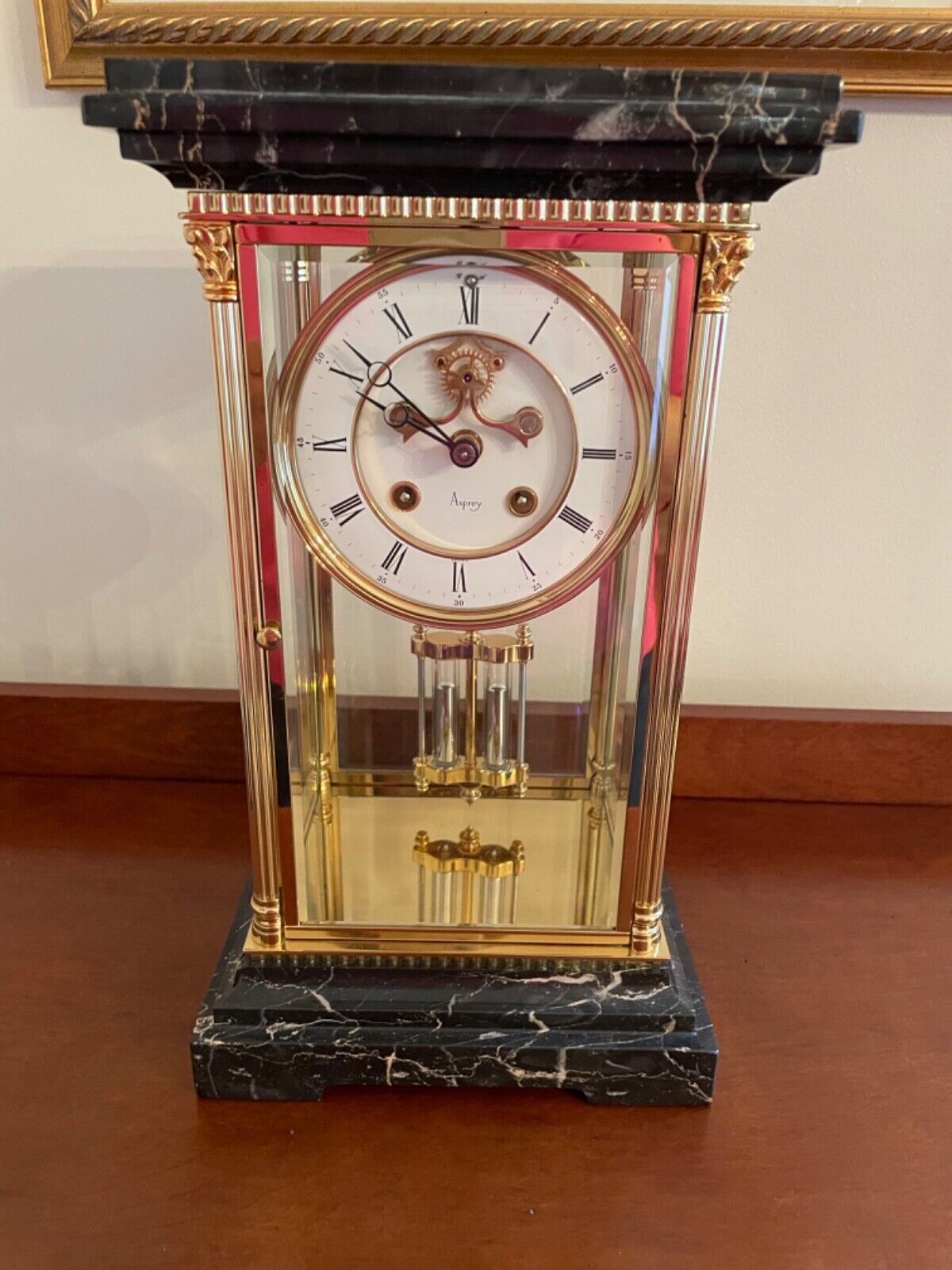Asprey L’Epee 1839 Black Marble Chiming Clock