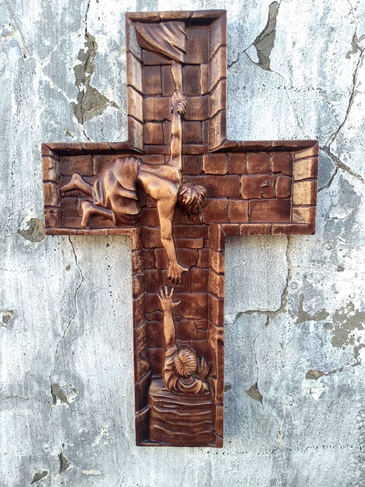 Wooden Cross on Wall, Religious Salvation Gift, Christian Cross, Catholic Art,