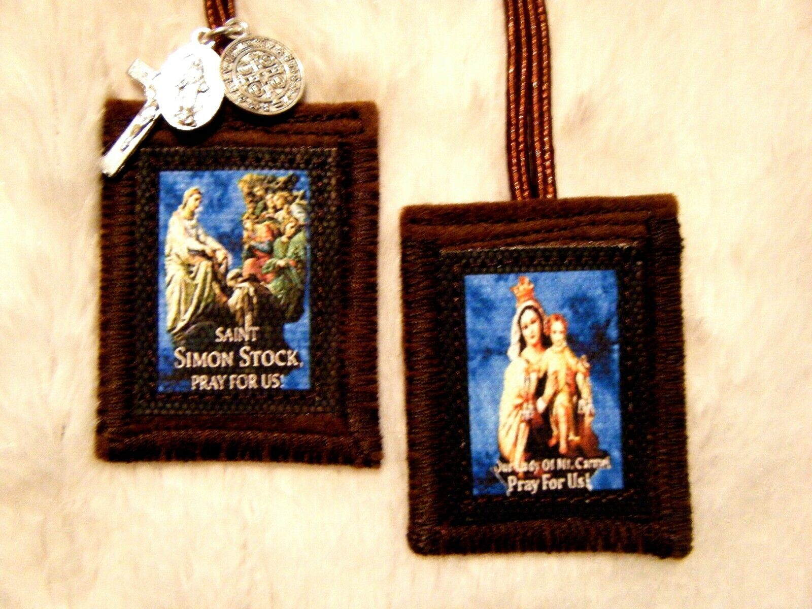 Our Lady of Mt Carmel St Simon Stock Brown Scapular 100%Wool Handmade in USA