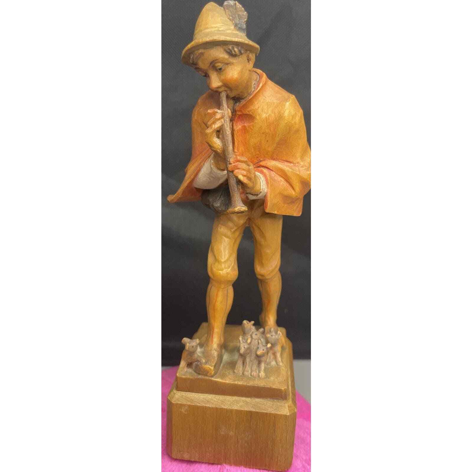 60’s ANRI HAND CARVED WOOD PIED PIPER OF HAMELIN FIGURINE SCULPTURE *Read* Flaws