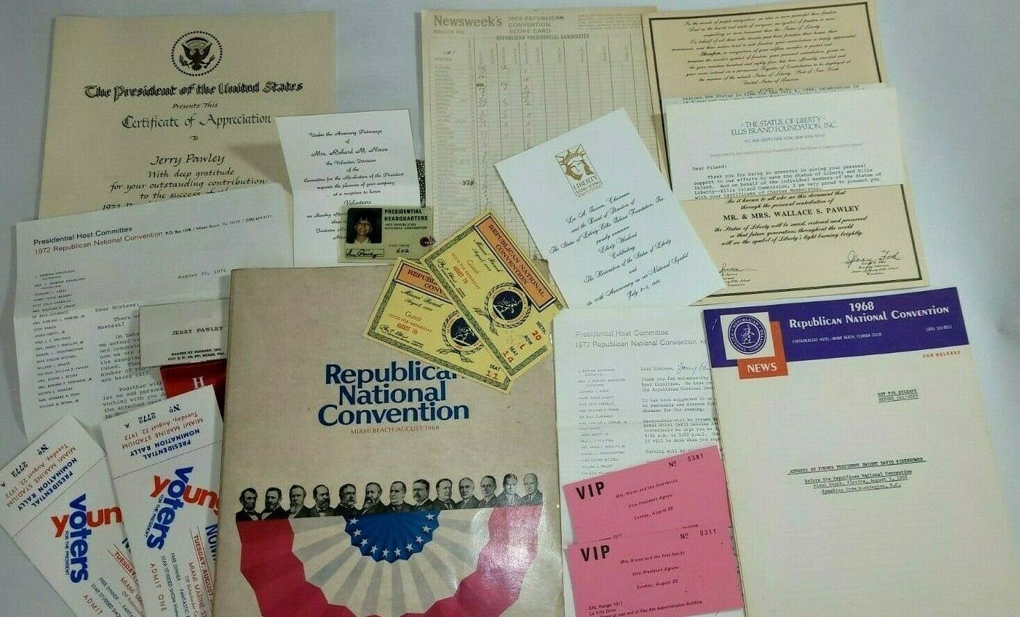 1968 & 1972 Republican National Convention Memorabilia, Large Collection- Pawley