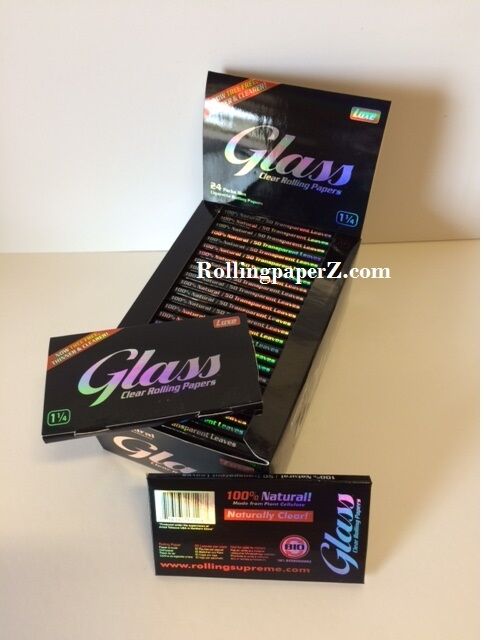 FULL BOX GLASS 1 1/4 CLEAR CELLULOSE Cigarette rolling papers - 24 Pack/50 count