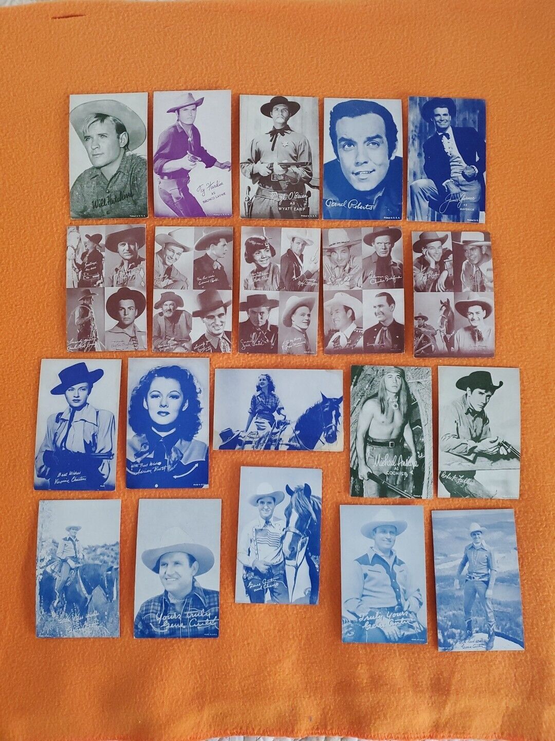 20 Hollywood Western Movie Stars Picture Postcards By Exhibit Co. Gene Autry +++
