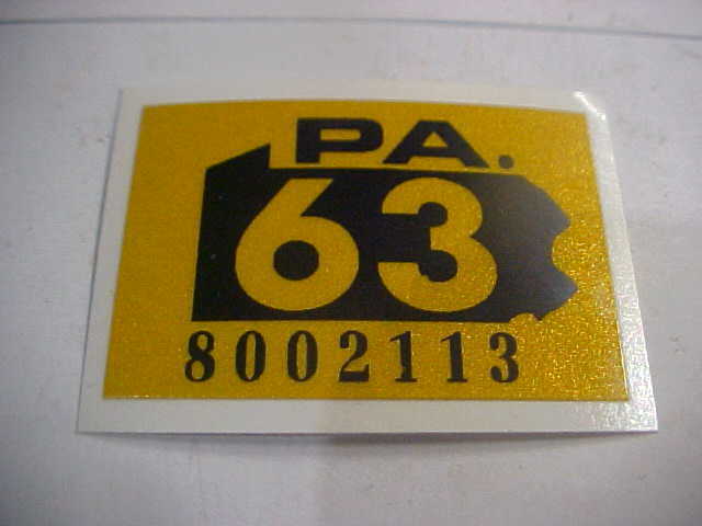 1963 pennsylvania  license plate  registration stickerFREE SHIP WITH TRACKING