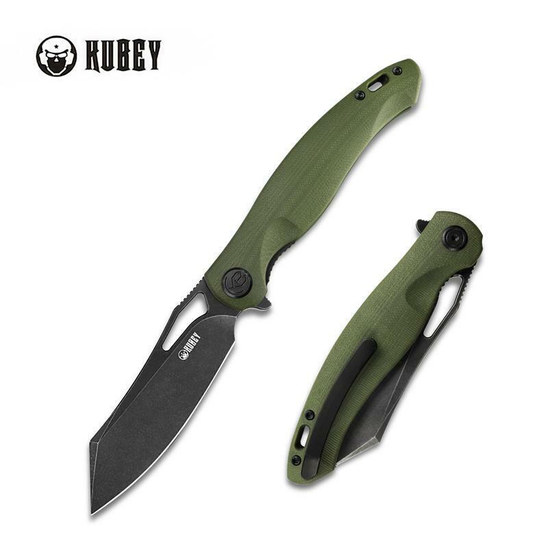 Kubey Drake Folding Knife OD Green G10 Handle AUS10 Plain Black Blade KB239B-G/B