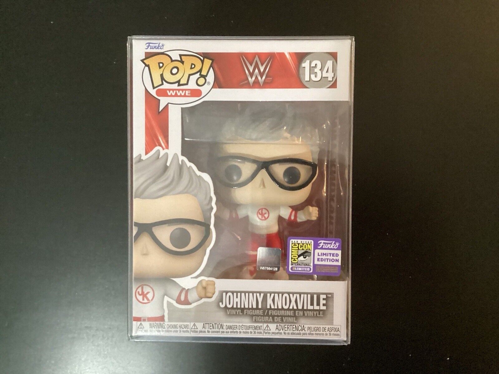Johnny Knoxville Funko Pop #134 WWE SDCC Con Sticker with Protector Jackass
