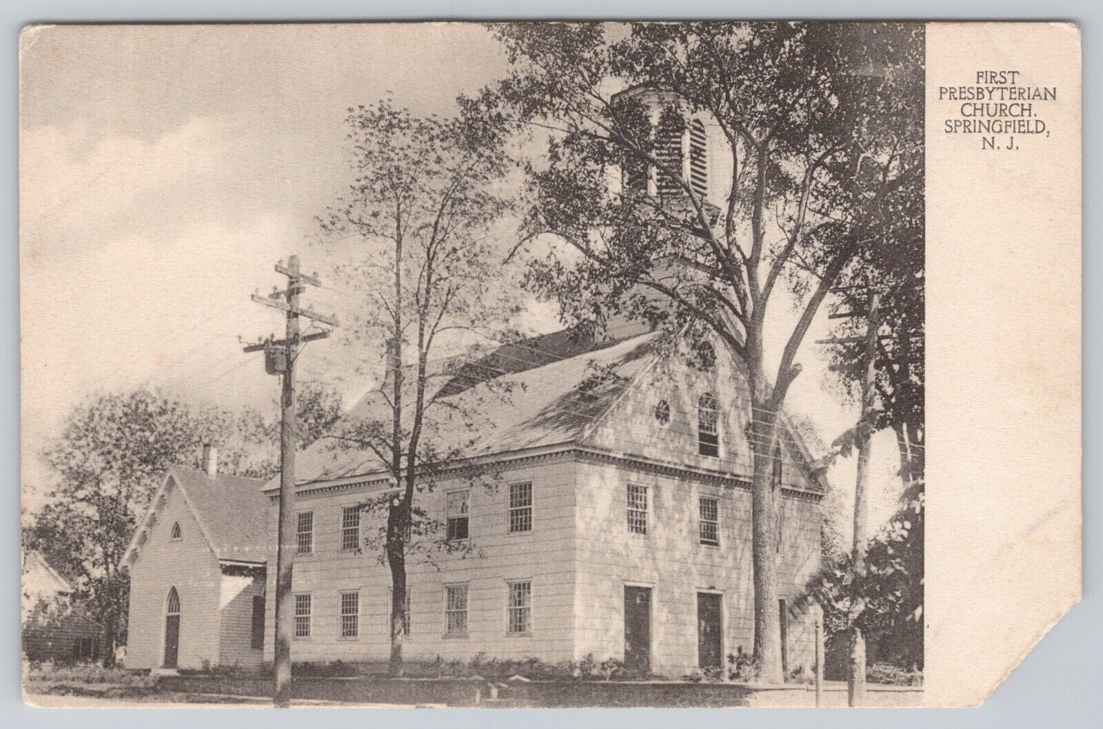 Vintage Post Card First Presbyterian Church Springfield, NJ Undivided Back A133