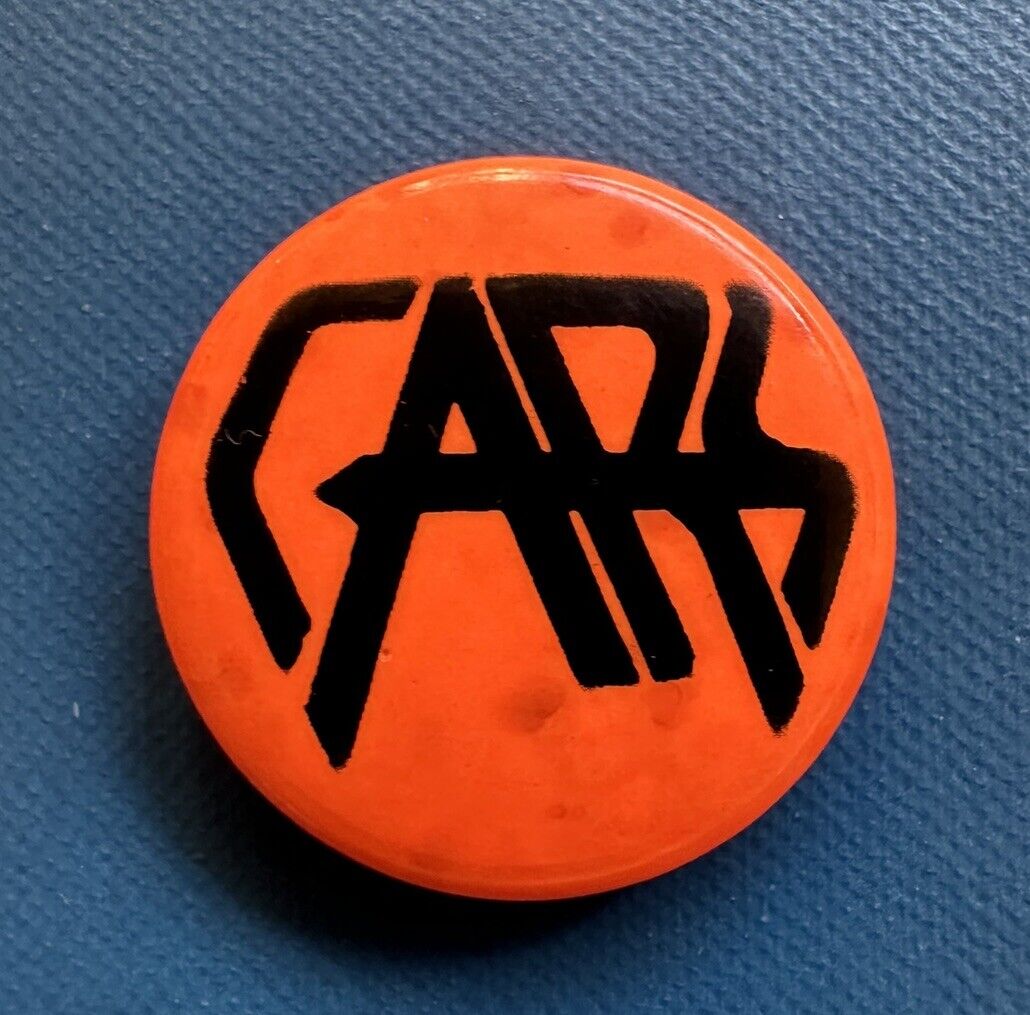 Vintage The Cars New Wave neon orange pin button badge