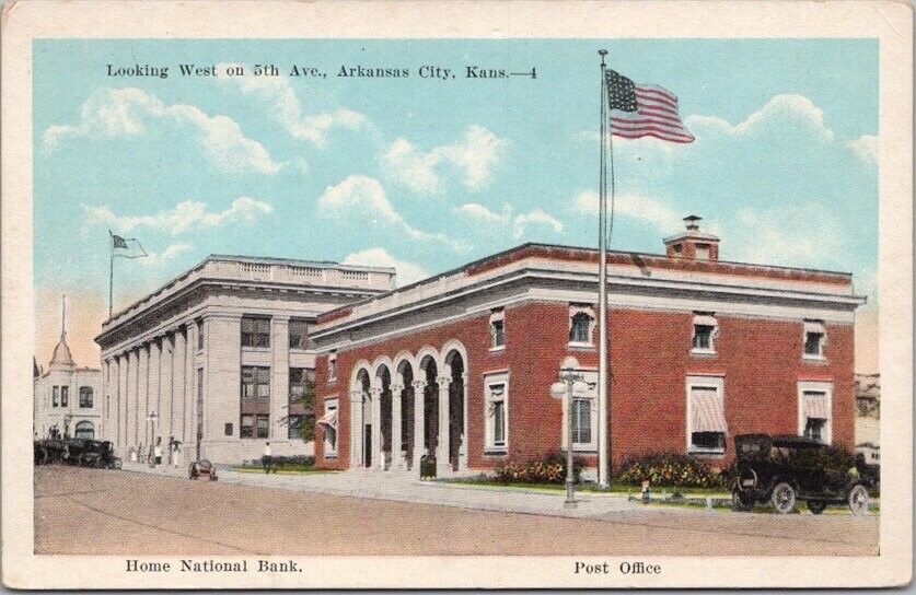 Vintage 1920s ARKANSAS CITY, Kansas Postcard \