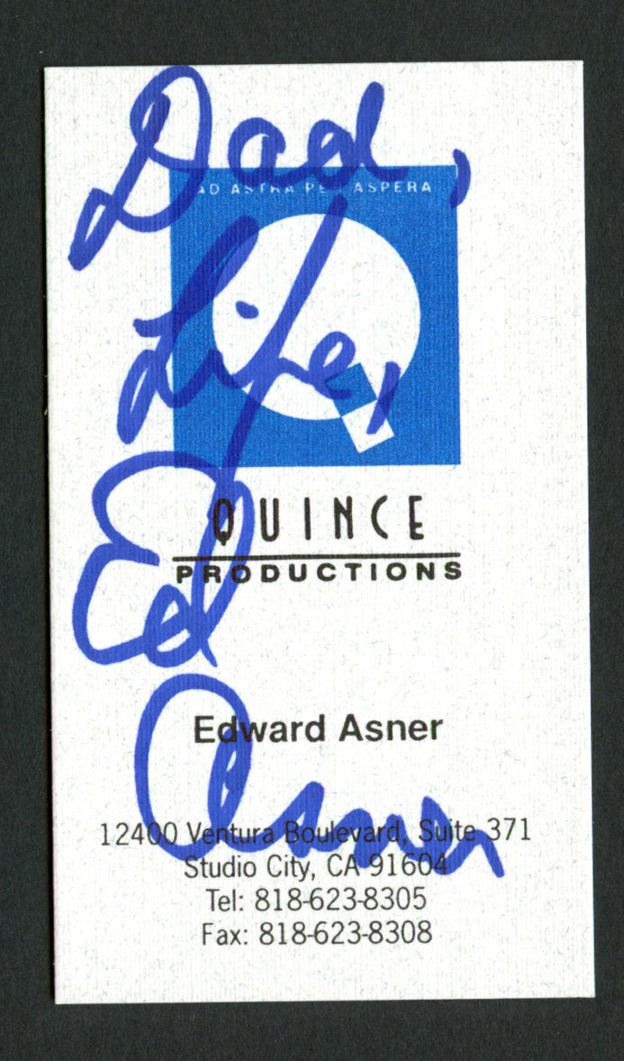 Edward Ed Anser signed autograph auto Quince Productions Business Card BC467