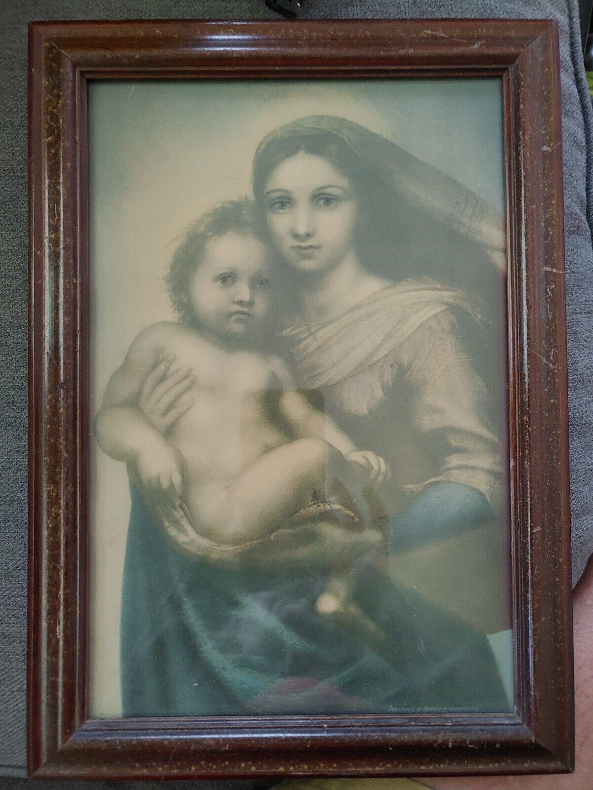 Vtg Sistine Madonna & Child 8 X 12 Print In Frame Raphael