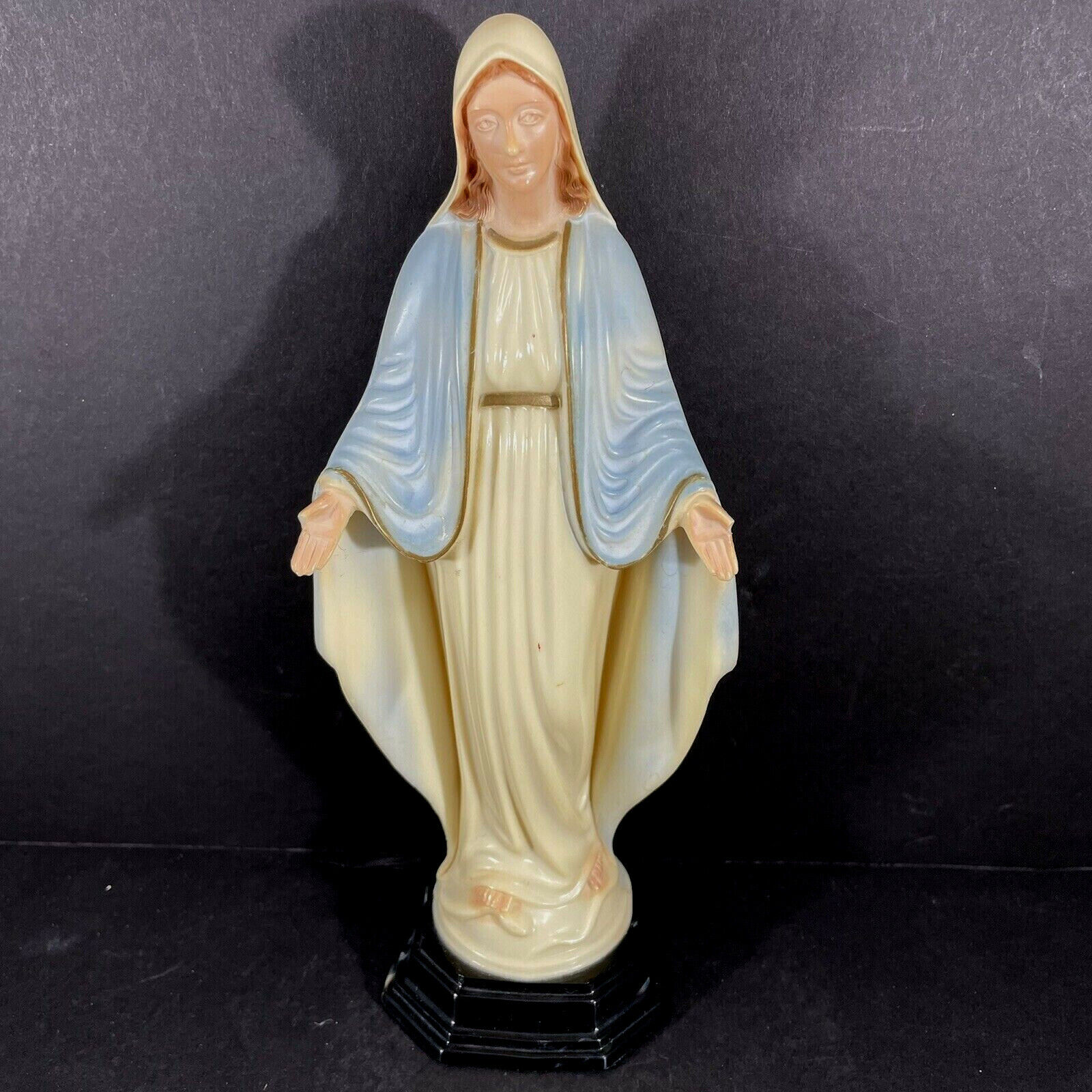 Vintage Virgin Mary Madonna Hard Plastic Figurine 8 1/2