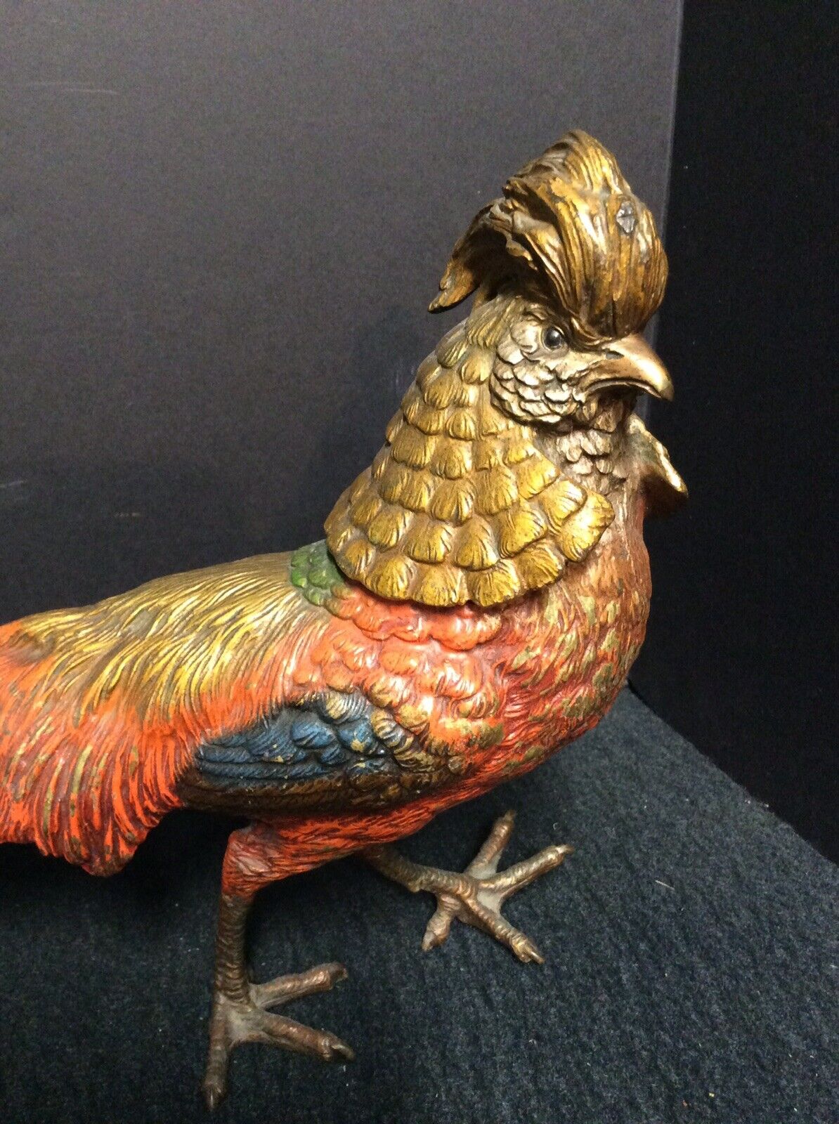 Large Antique Vienna Bronze Polychromed Golden Pheasant- Bergmann?