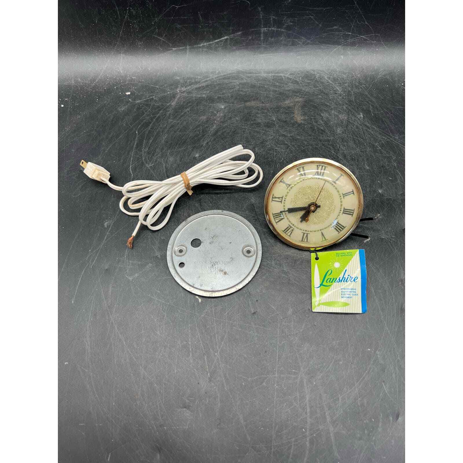 Vintage Lanshire XL7 Electric Clock 105-125V Self Starting Movement Gold Cream