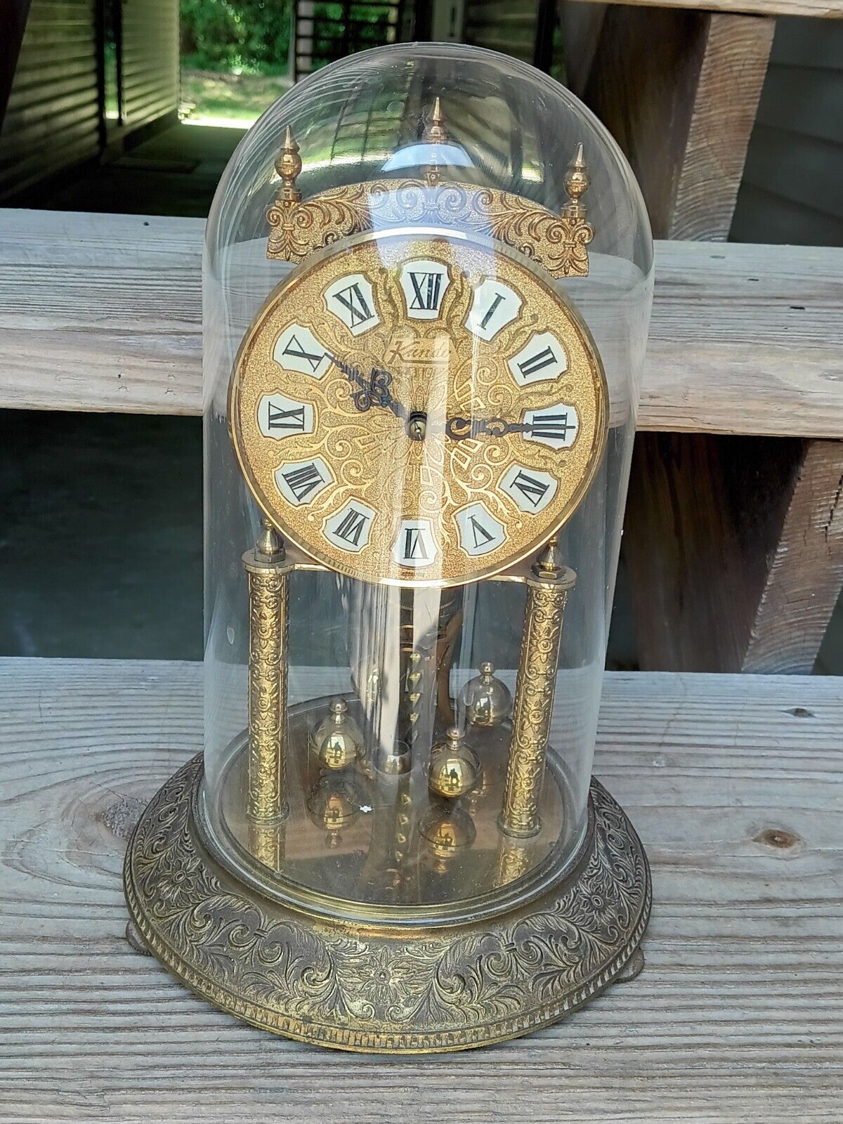 German Kundo Keininger Obergfell 400-Day Anniversary Clock Glass Dome/Brass Base