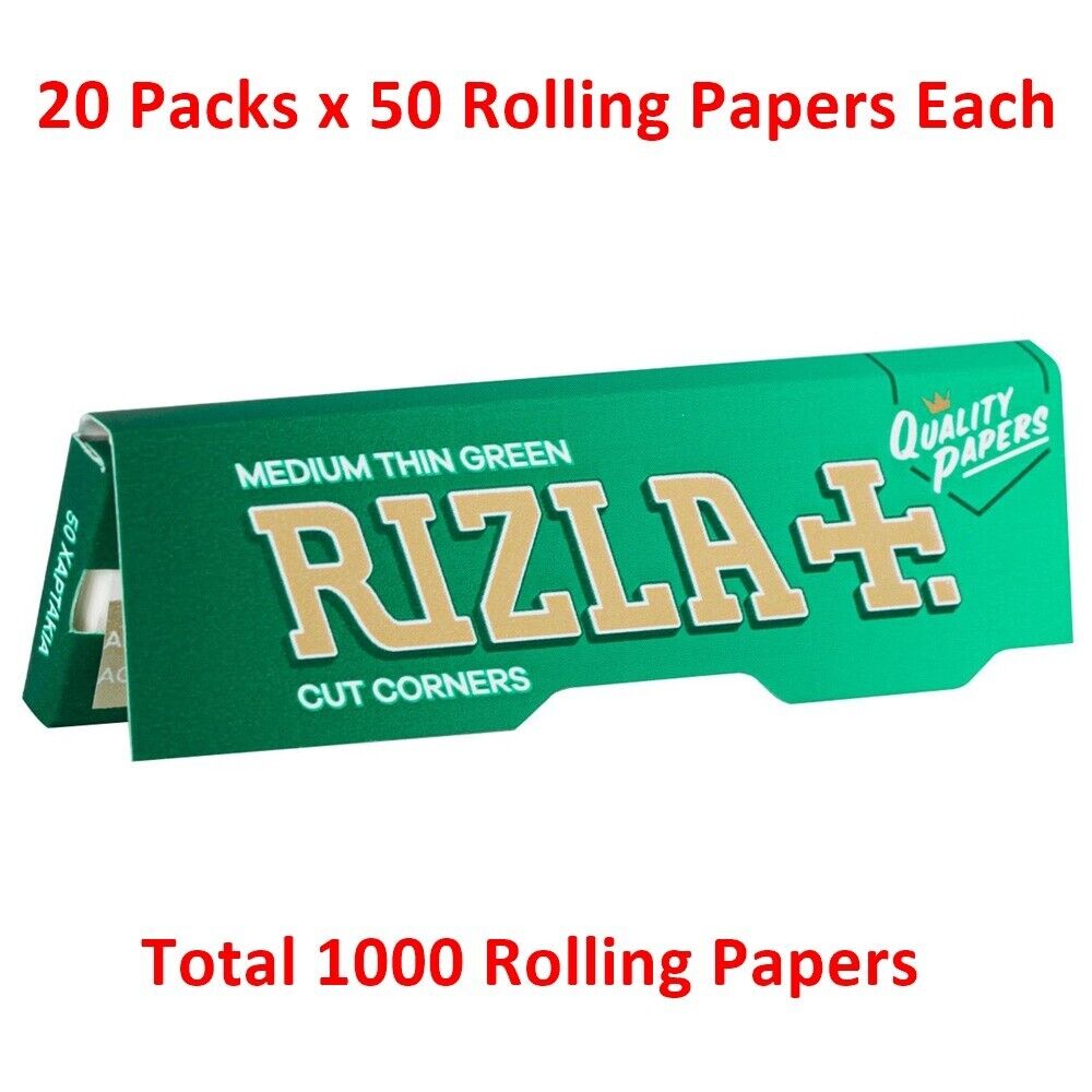 20-Packs Rizla Medium Thin Green Regular Size Rolling Papers x 50 papers each
