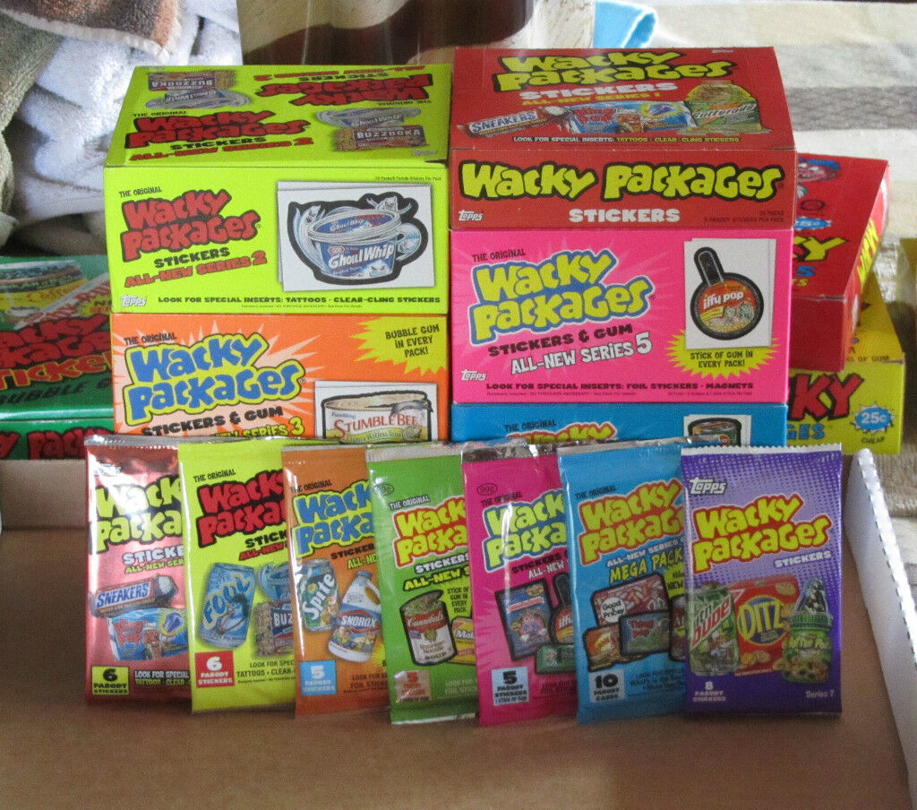 WACKY PACKAGES SERIES 1 2 3 4 5 6 & 7 UNOPENED PACKS IN VERY GOOD CONDITION